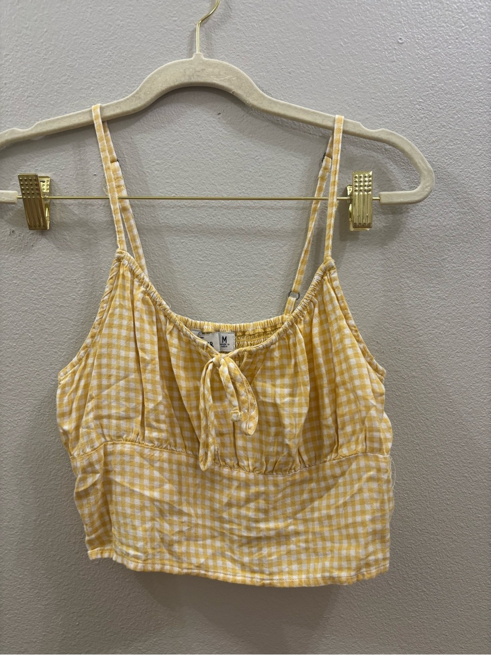Hollister Yellow Gingham Tie-Front Cami